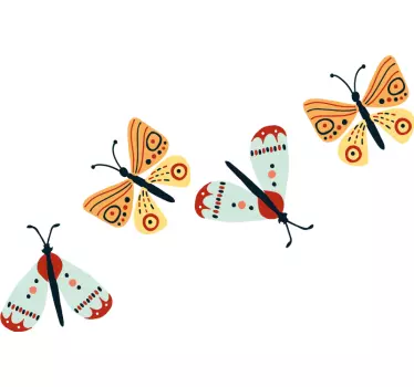 Naklejka ścienna mur Ręcznie rysowane motyle - TenStickers
