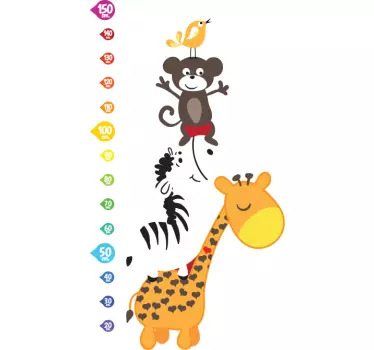 Naklejka na ścianę miarka zwierzęta - TenStickers