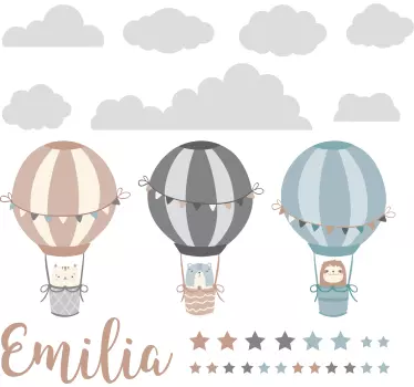 Naklejka na ścianę dla dzieci z balony i chmury pastelowe - TenStickers
