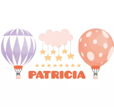 Naklejka na ścianę dla dzieci kolorowe balony z imieniem - TenStickers