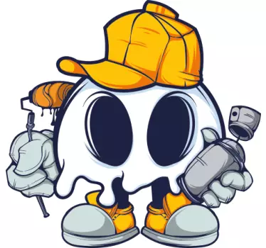 Naklejka ścienna Czaszka z kreskówki z graffiti - TenStickers