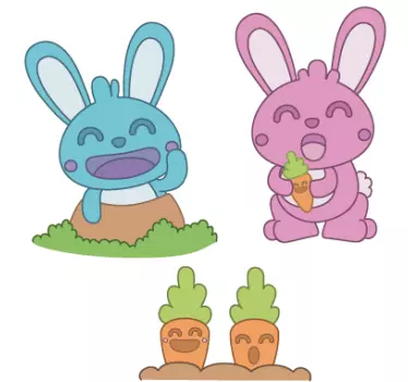 Naklejka króliki z marchewkami - TenStickers