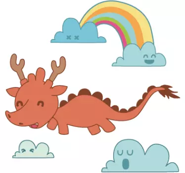 Naklejka dla dzieci smok i tęcza - TenStickers