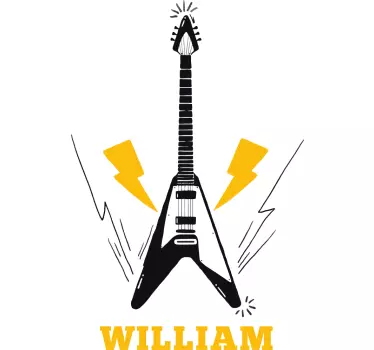 Naklejka na ścianę rock gitara elektryczna z imieniem - TenStickers