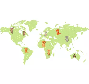 Mapa świata na ścianę kontynenty w kropki - TenStickers