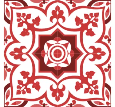 Naklejka na płytki Czerwony i biały dekoracyjny wzór płytek - TenStickers