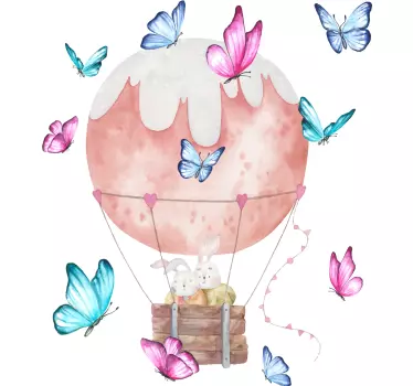 Naklejka na ścianę balon z motylami - TenStickers