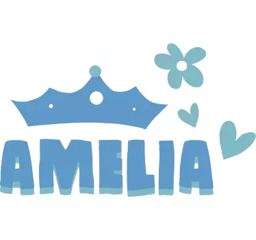 Naklejka na ścianę dla dzieci korona z sercem i imieniem - TenStickers