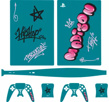 naklejki ps5 Różowe fajne graffiti z literami - TenStickers