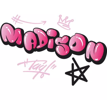 Naklejka na ścianę dla dzieci różowa nazwa graffiti - TenStickers
