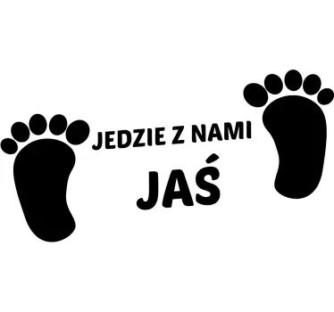 Dziecko w aucie naklejka Odcisk stopy dziecka z imieniem - TenStickers