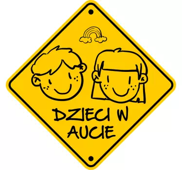 Dziecko w aucie naklejka Dzieci wewnątrz znaku samochodu - TenStickers