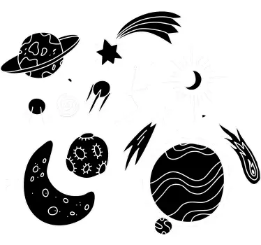 Naklejka na ścianę kosmos kolekcja elementów niebieskich - TenStickers