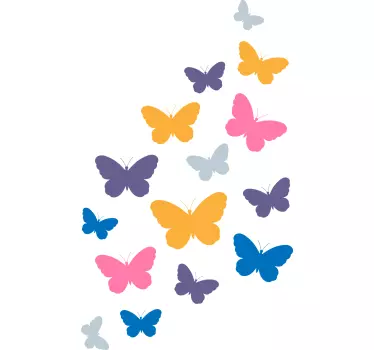 Naklejka na ścianę motyle kolorowe latające w górę - TenStickers