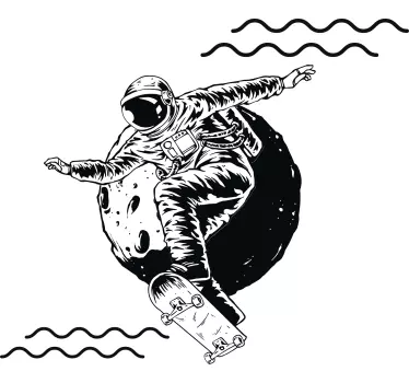 Naklejka ścianna rysowane astronaut deskorolką - TenStickers