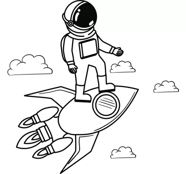 Naklejka na ścianę kosmos Astronauta rakieta i gwiazdy - TenStickers