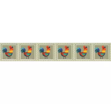 Naklejka na ścianę szlaczki kolorowe koguty - TenStickers