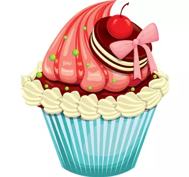 Naklejki na ścianę do kuchni wiśniowa muffinka - TenStickers
