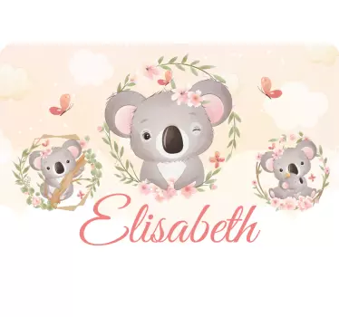 Naklejka na laptopa z imieniem małego koali - TenStickers