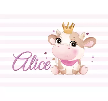 Naklejka na laptopa urocza krowa z imieniem - TenStickers