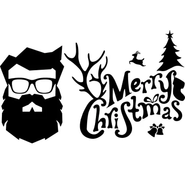 Naklejka na okno Wesołych hipsterskich świąt - TenStickers
