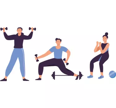 Naklejka ścienna sporty Ilustracja szkolenia ludzi - TenStickers