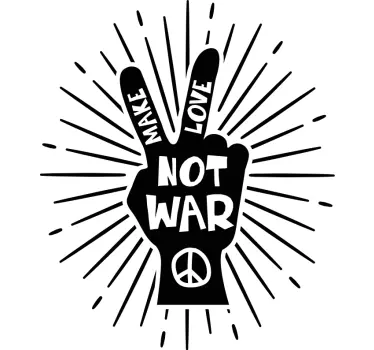 Naklejka ścienna Znak pokoju i napis "Make love not war" - TenStickers