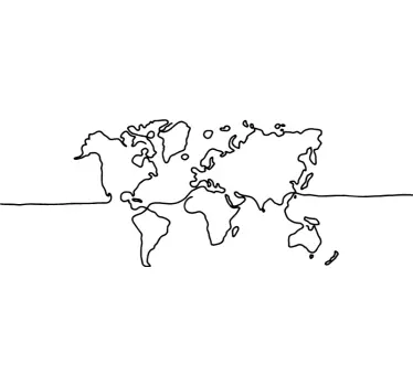 Naklejka na ścianę mapa świata świat grafiki liniowej - TenStickers