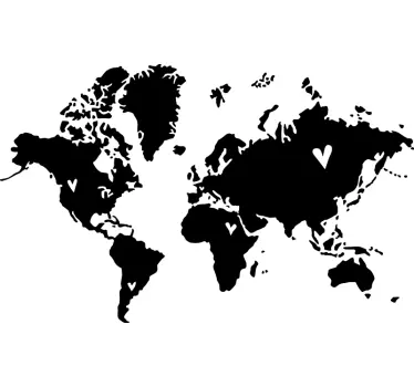 Naklejka na ścianę mapa świata Kocham świat - TenStickers