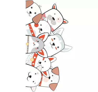 Okleina na drzwi psy wyglądające na zewnątrz - TenStickers