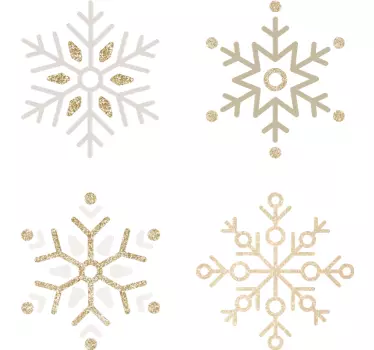 Naklejka świąteczna złoty zestaw płatków śniegu - TenStickers