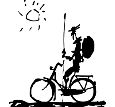 Naklejka na ścianę do salonu Don Quijote na rowerze - TenStickers