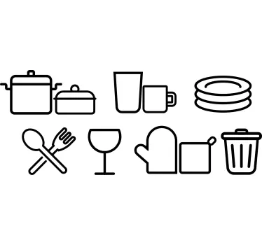 Naklejka na ścianę do kuchni ikony - TenStickers