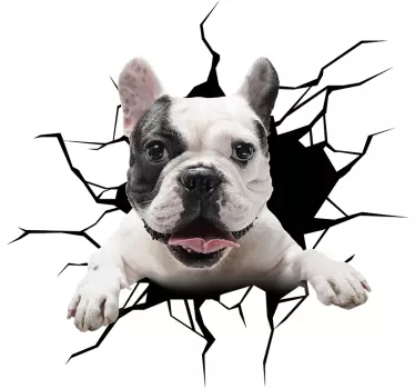 Naklejka na samochód 3D  z buldogiem francuskim - TenStickers