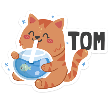 Naklejka dla kota pijącego z imieniem - TenStickers