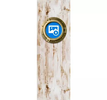 Okleina na drzwi okno statku na postarzanej teksturze - TenStickers