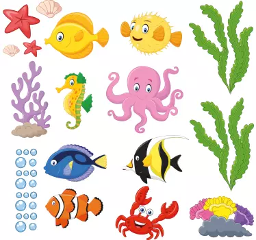 Naklejka do łazienki rysunkowe ryby - TenStickers