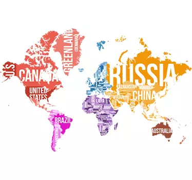 Naklejka kolorowa mapa świata - TenStickers