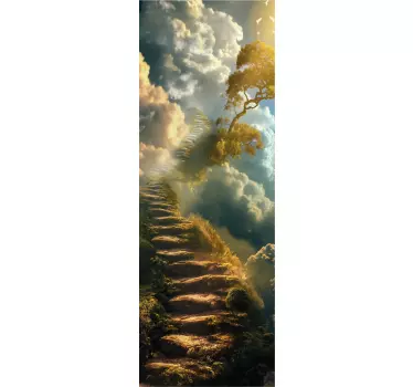 Okleina na drzwi schody do nieba - TenStickers