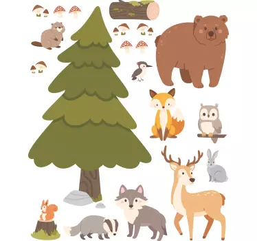 Naklejka na ścianę dla dzieci z zwierzęta leśne - TenStickers