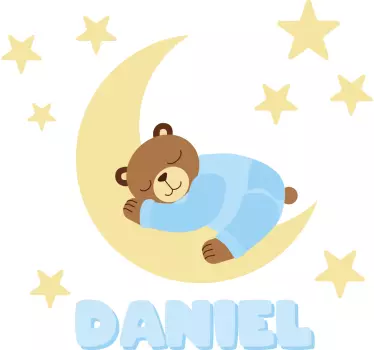 Naklejka na ścianę dla dzieci miś słodkich snów z imieniem - TenStickers