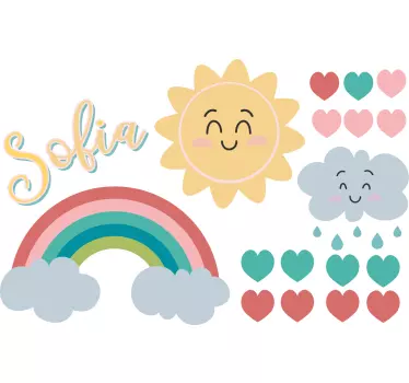 Naklejka dekoracyjna ilustracje szczęśliwego wschodu słońca - TenStickers