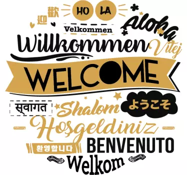 Naklejka na ścianę do salonu Witaj w różnych językach - TenStickers