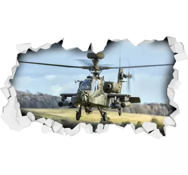 Naklejki na ścianę 3d Helikopter wojenny 3D - TenStickers