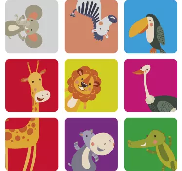 Kolorowa naklejka z  egzotycznymi  zwierzątkami - TenStickers