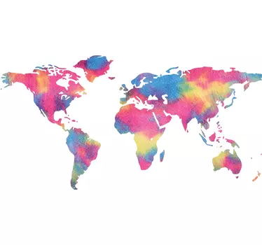 Naklejka na ścianę tęczowa mapa świata - TenStickers
