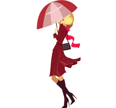 Naklejka blondynka w bordo z parasolem - TenStickers