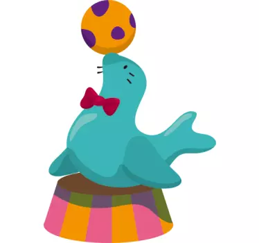 Naklejka cyrkowa foka z piłką - TenStickers
