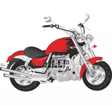Naklejka dekoracyjna czerwony motocykl - TenStickers