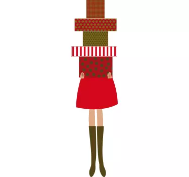 Naklejka dekoracyjna kobieta z prezentami - TenStickers